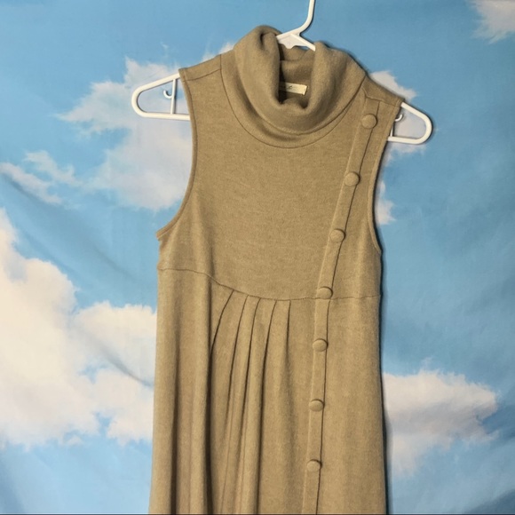 Commetoi- Tan Sleeveless Faux Turtleneck Dress size Small - Picture 2 of 9